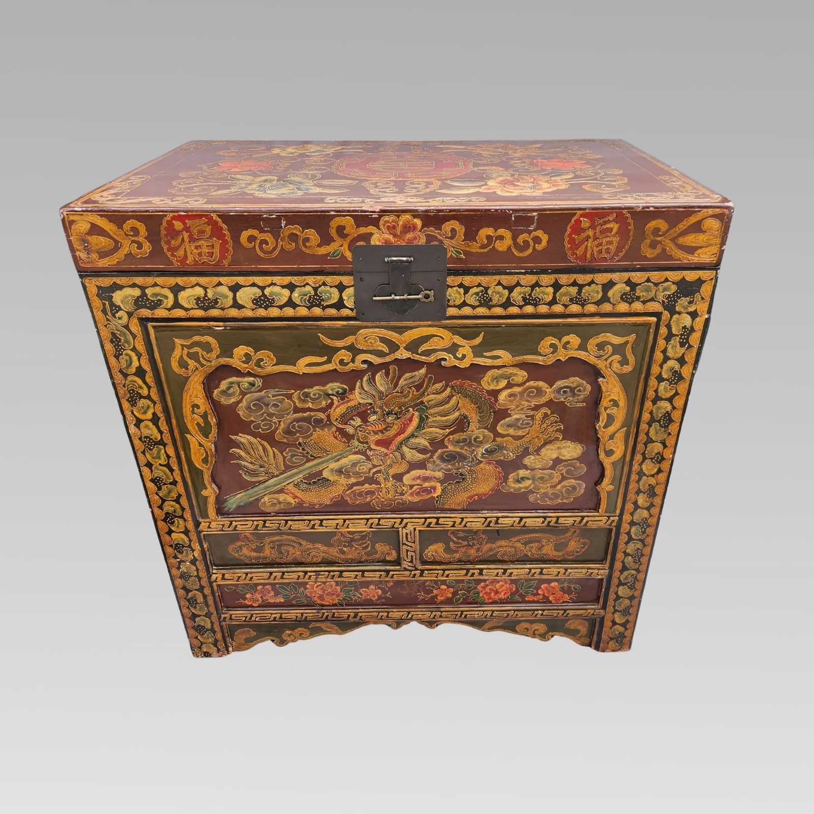 Exceptional Large Qing Dynasty Oriental Chinese Dragon Storage Chest photo furniture
