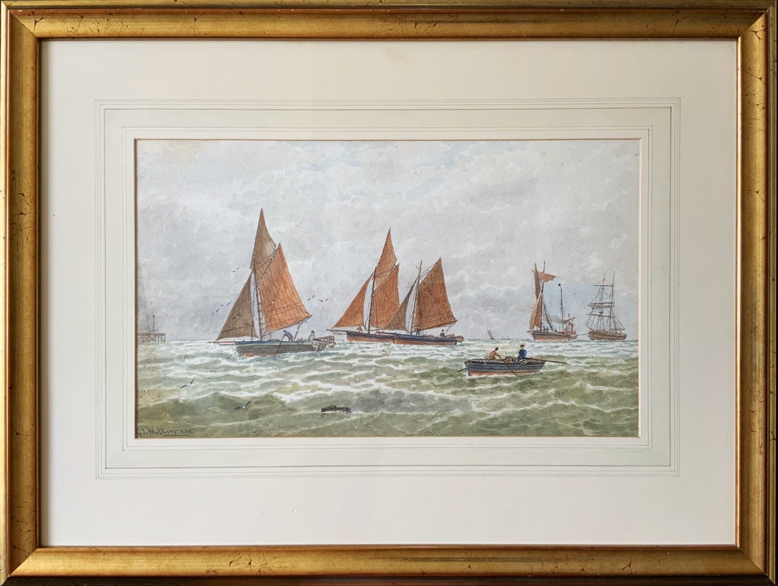 Seascape Sailing Watercolour Painting By George Stanfield Walters (1838 1924)