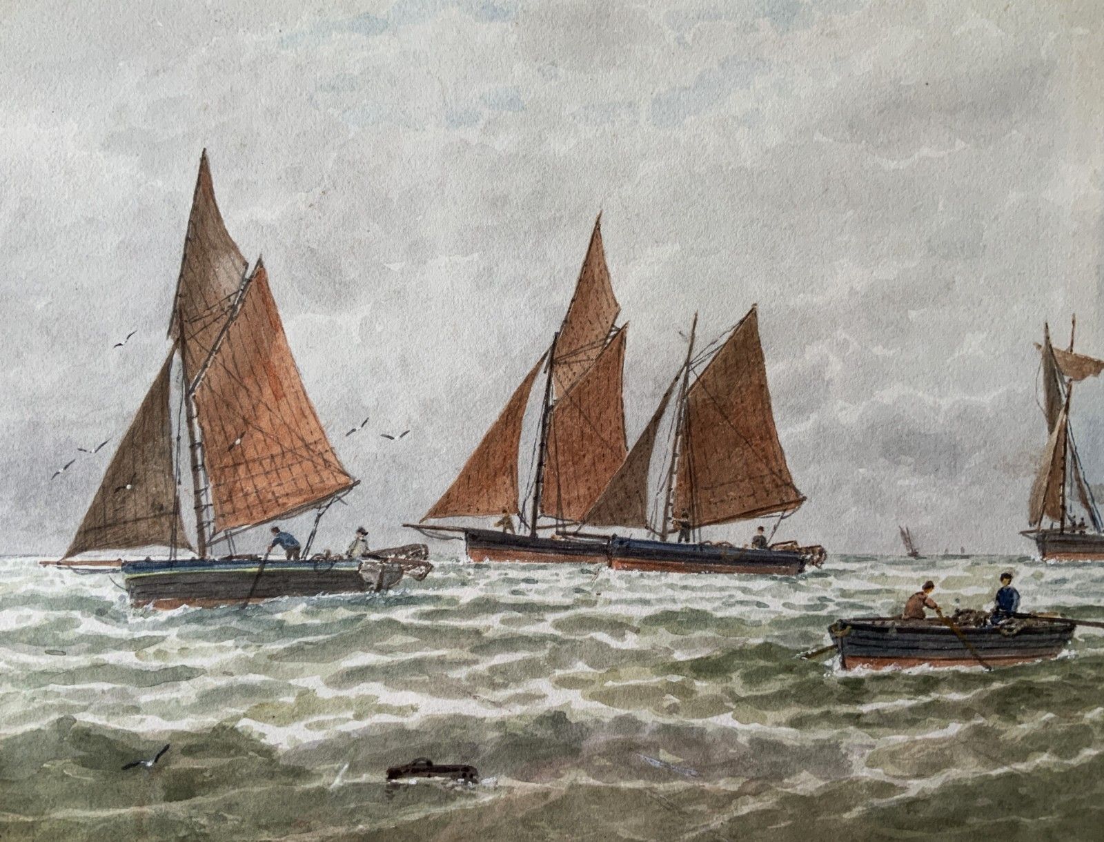 Seascape Sailing Watercolour Painting By George Stanfield Walters (1838 1924) photo Art