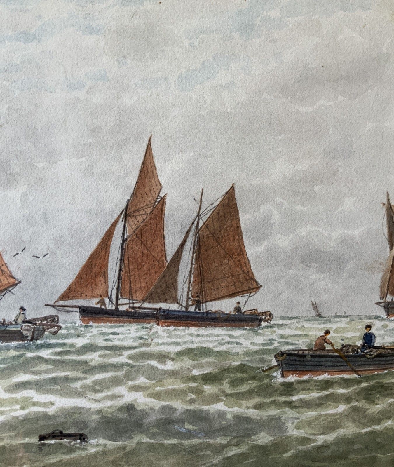 Seascape Sailing Watercolour Painting By George Stanfield Walters (1838 1924) photo vinterior