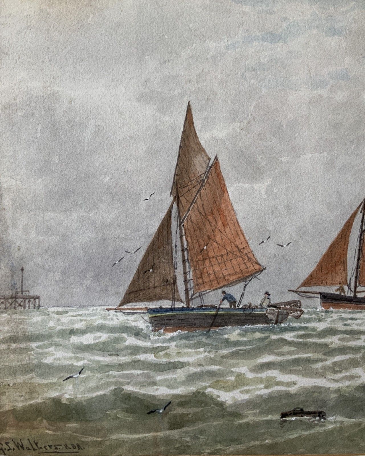 Seascape Sailing Watercolour Painting By George Stanfield Walters (1838 1924) photo buy