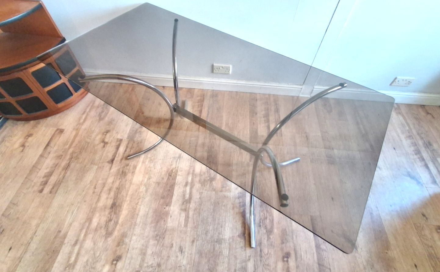 Original 1970's Italian Chrome & Smoked Glass Mid Century Dining / Kitchen Table photo Furniture