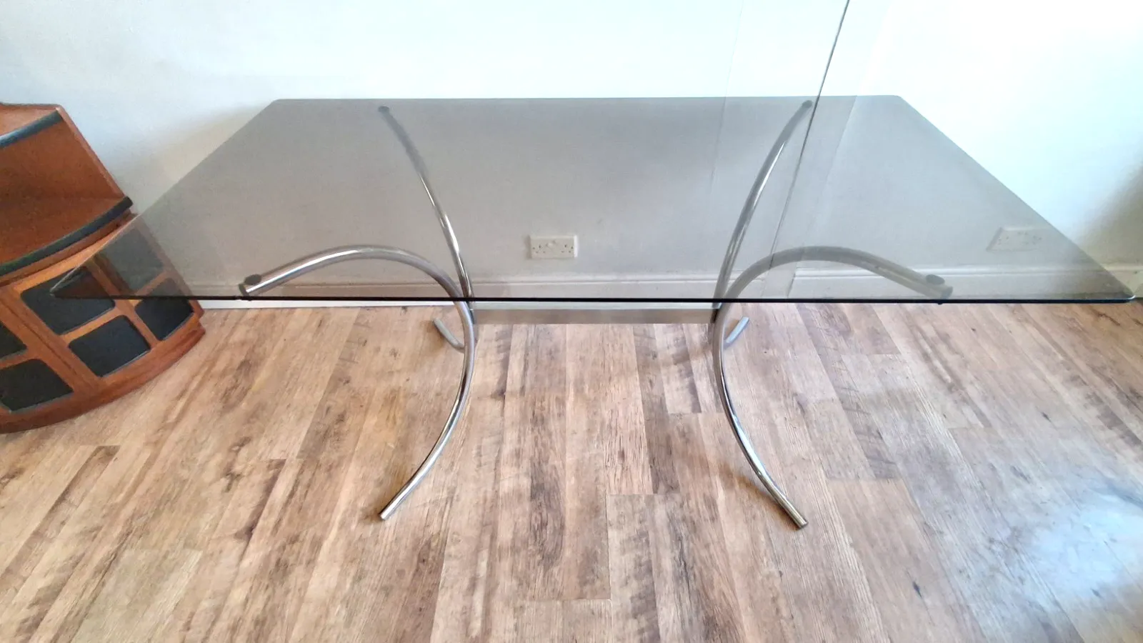 photo furniture Original 1970's Italian Chrome & Smoked Glass Mid Century Dining / Kitchen Table