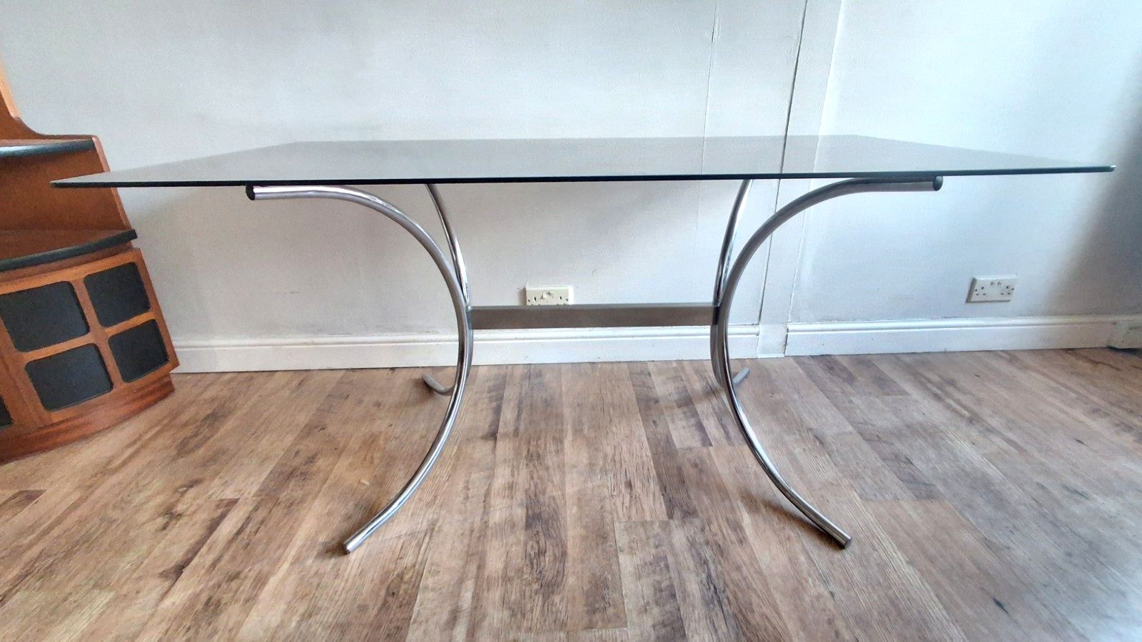 photo vinterior Original 1970's Italian Chrome & Smoked Glass Mid Century Dining / Kitchen Table