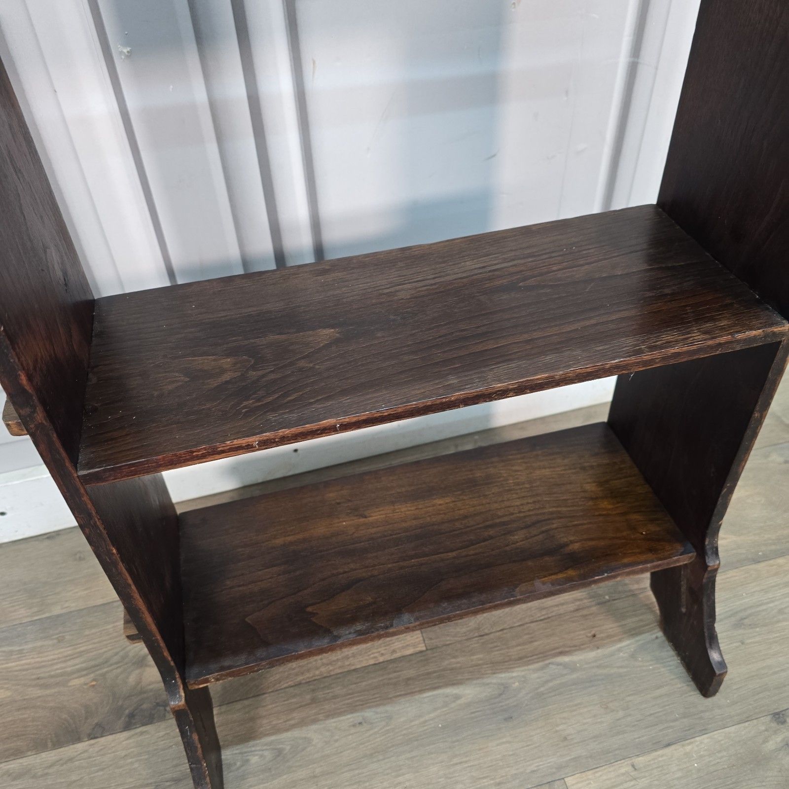 photo furniture Antique Bookcase Open Shelving Unit Arts & Crafts Shelves Shelf Wood Vintage