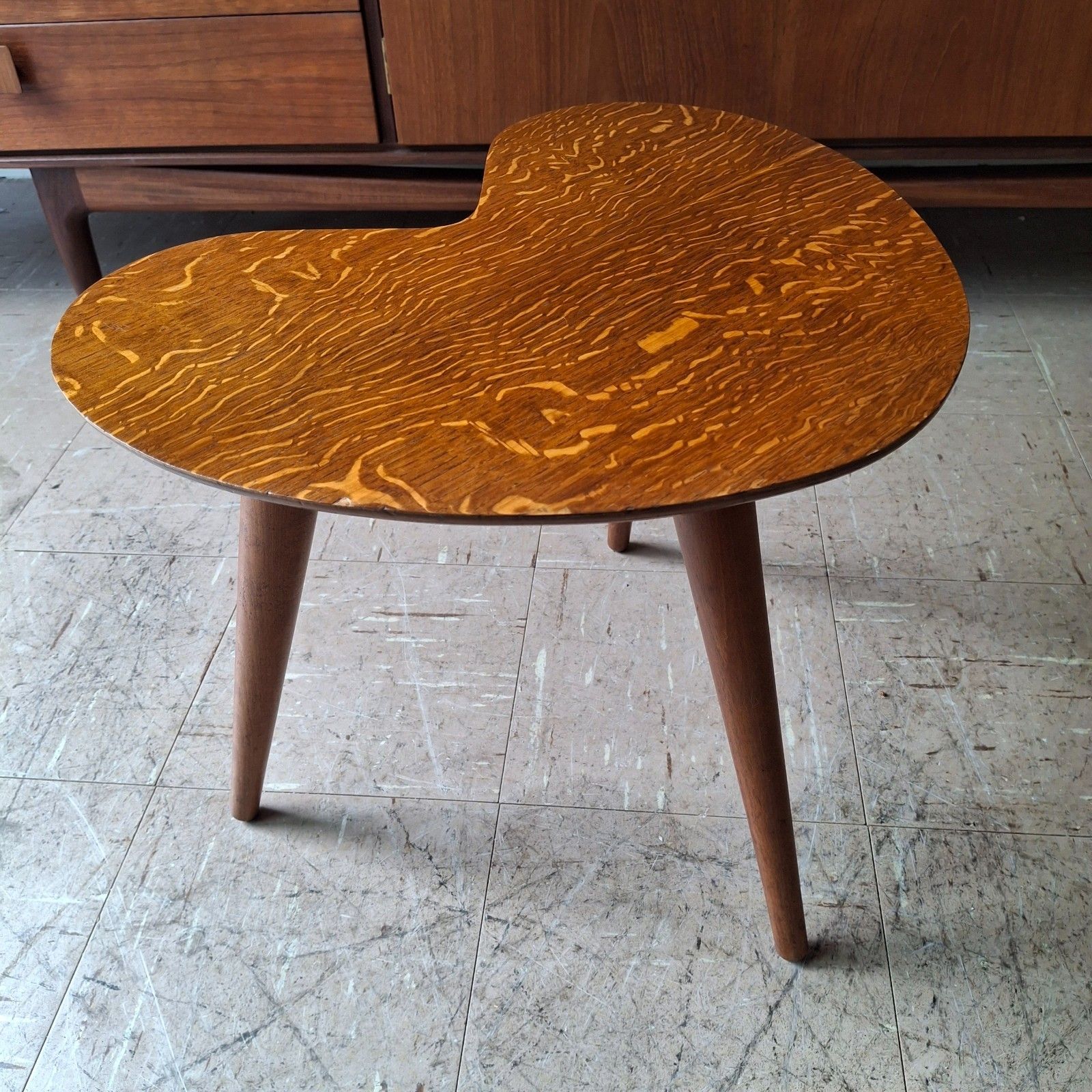 Fab Vintage Mid Century Modern Kidney Atomic Shaped Oak Side Coffee Table photo Furniture