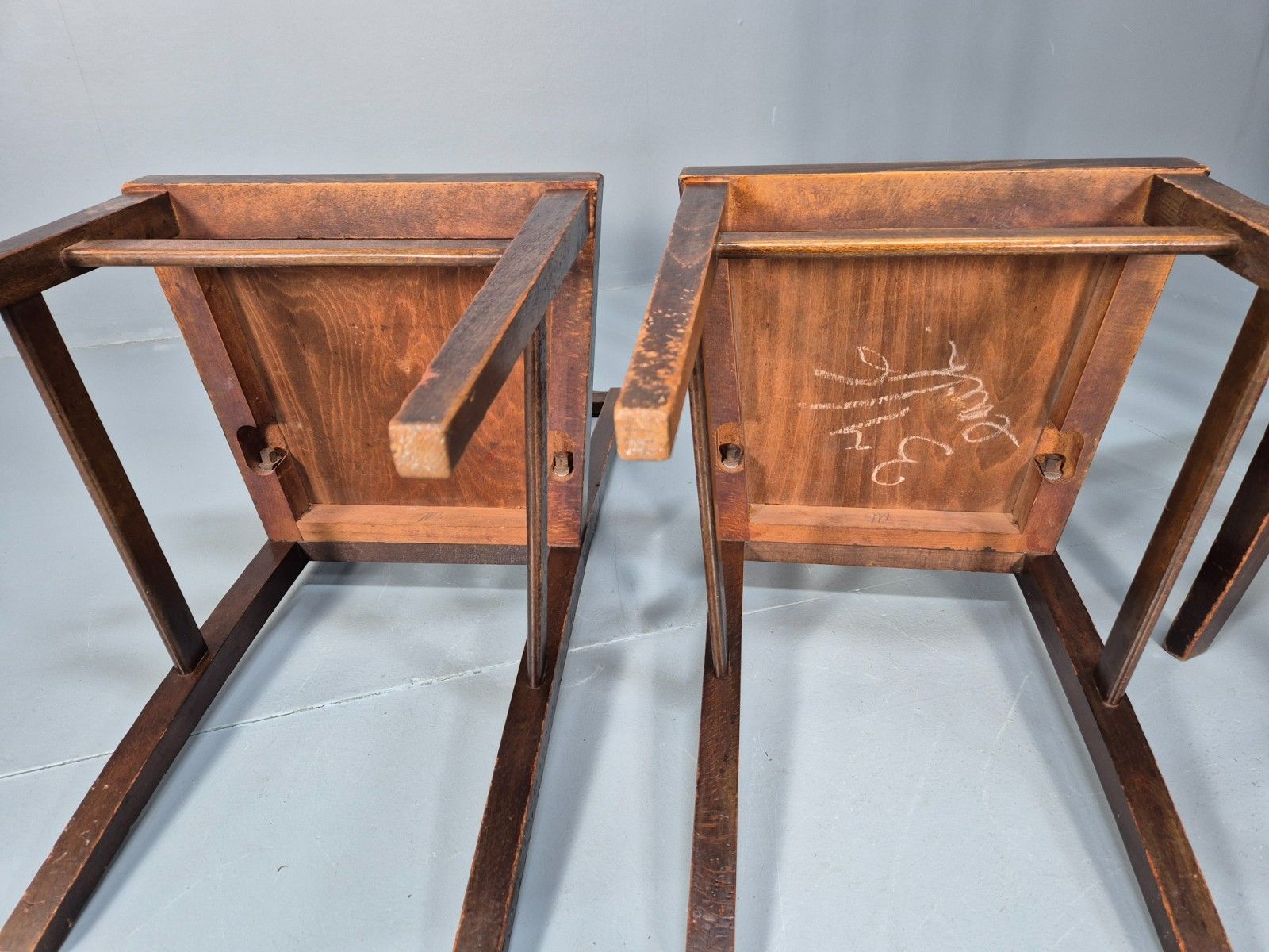 275.0 Vintage 1920s Dining Chairs Beechwood Solid Seats Robust Unusual Eb10704 Vdin photo