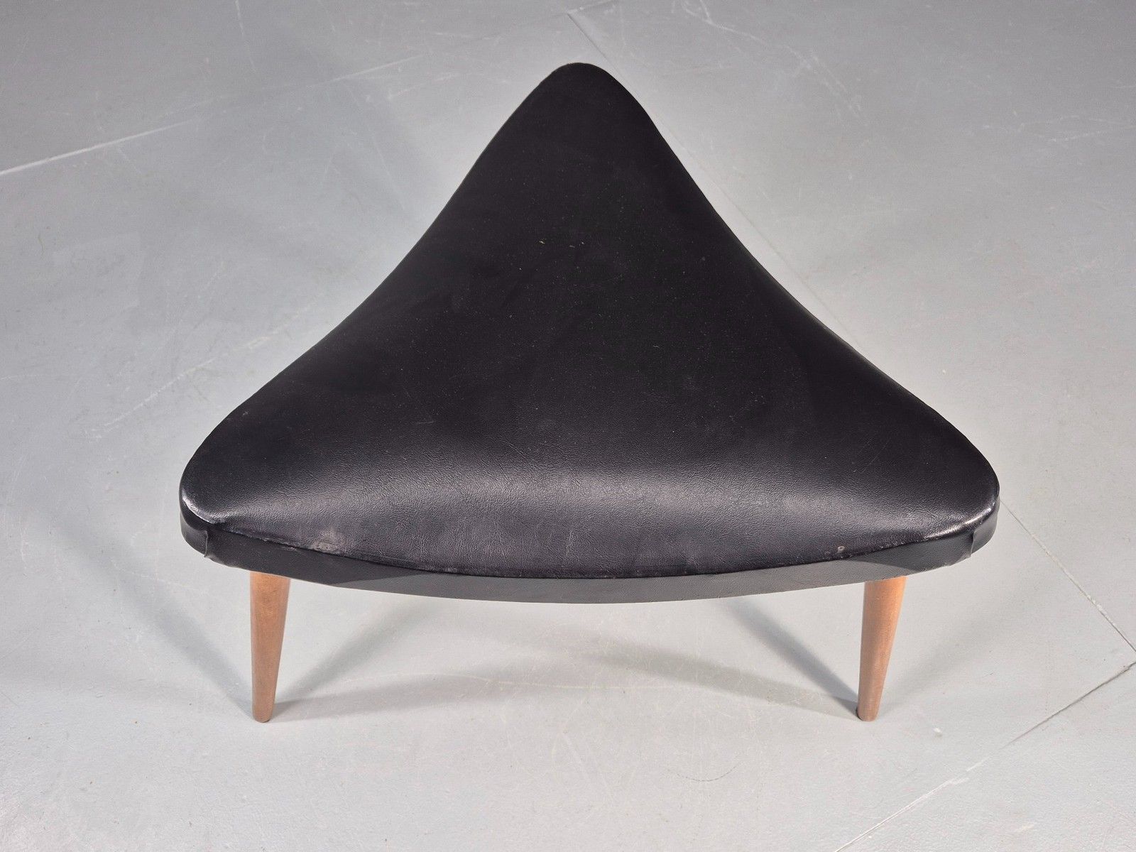 Vintage Danish Mid Century Footstool Triangular Black Vinyl 1960s Retro Eb12152 photo Furniture