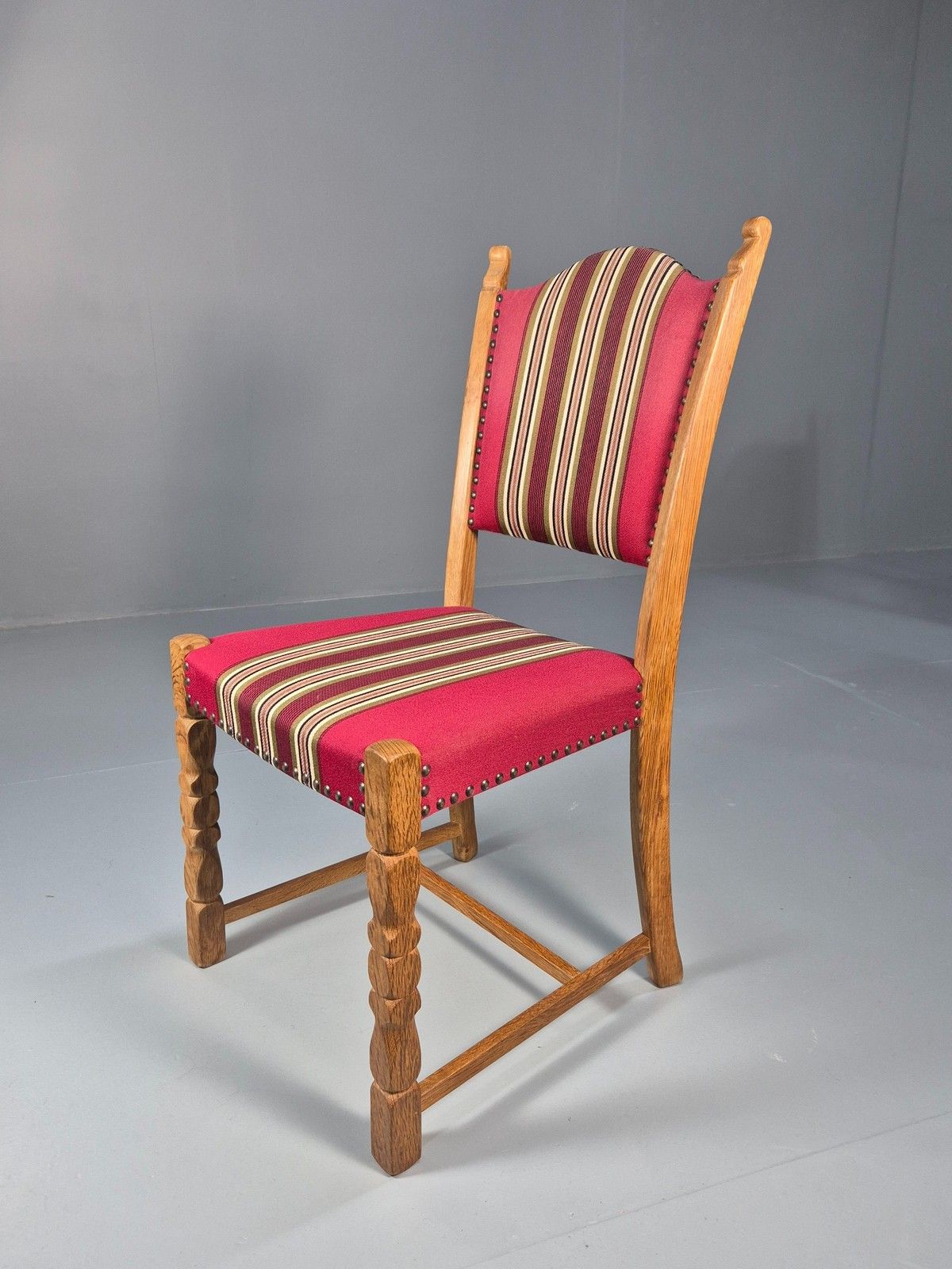 6 Vintage Kjaernulf Style Danish Oak Dining Chairs 1970s Retro Red Wool Eb9535 photo buy