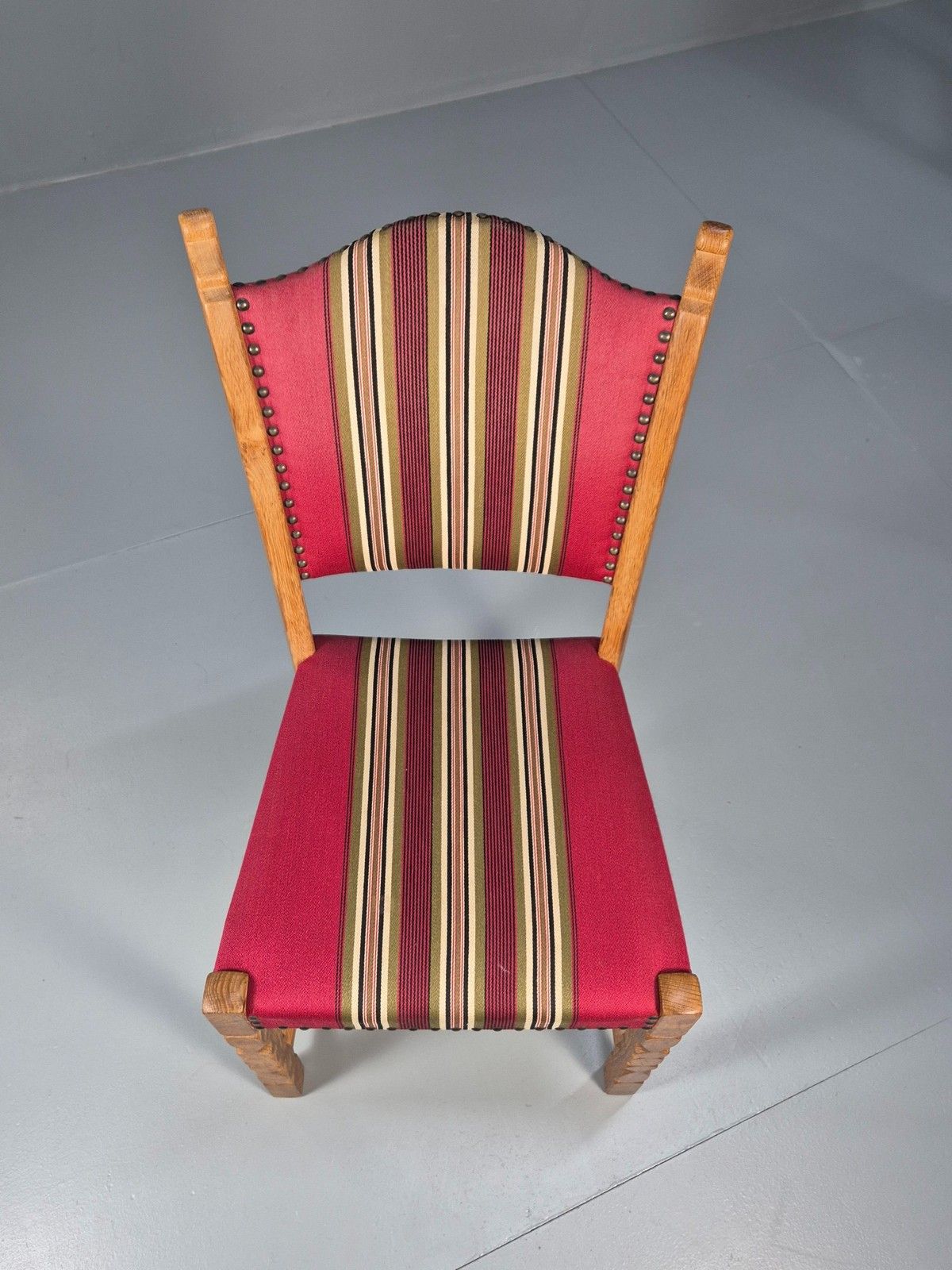 photo furniture 6 Vintage Kjaernulf Style Danish Oak Dining Chairs 1970s Retro Red Wool Eb9535