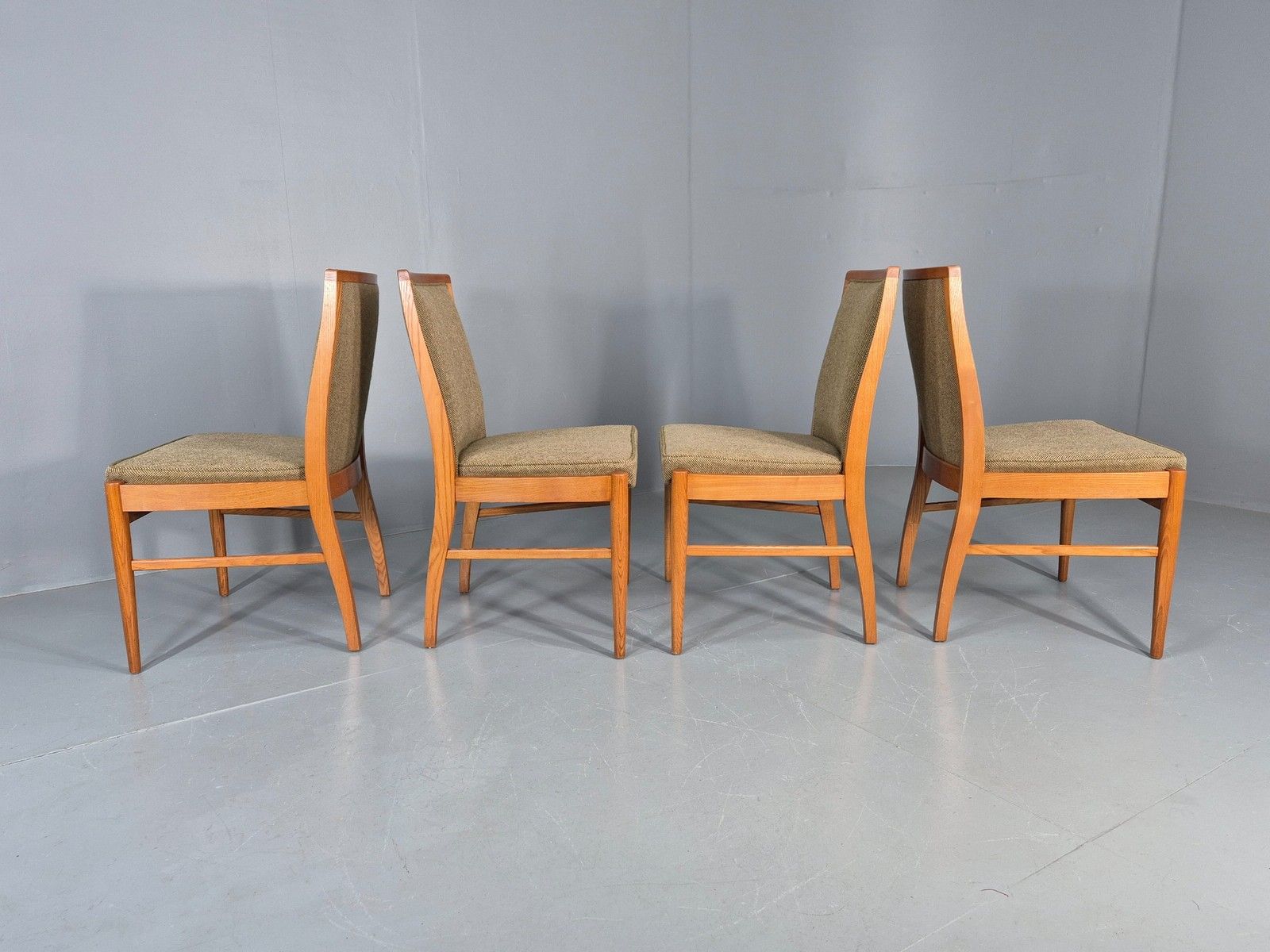 4 Vintage 1970s Elm Frame Dining Chairs Mid Century Retro Wool Seats Eb12179 photo buy
