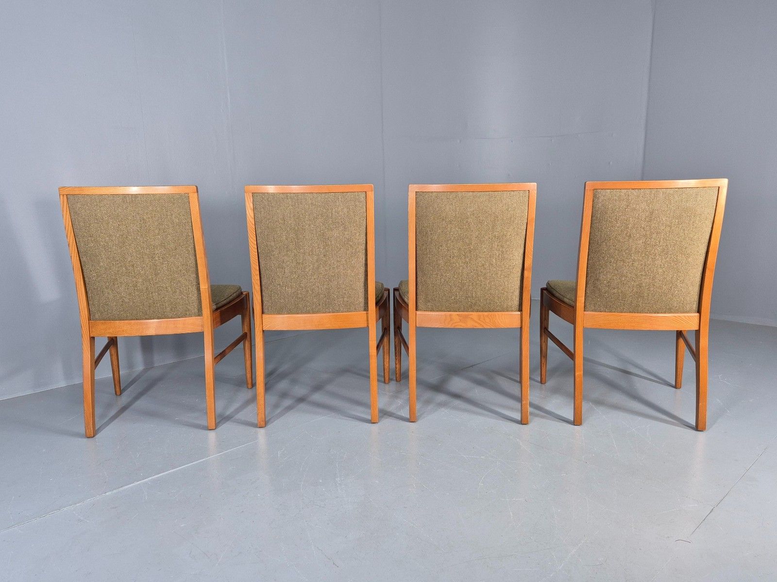 4 Vintage 1970s Elm Frame Dining Chairs Mid Century Retro Wool Seats Eb12179 photo vintage