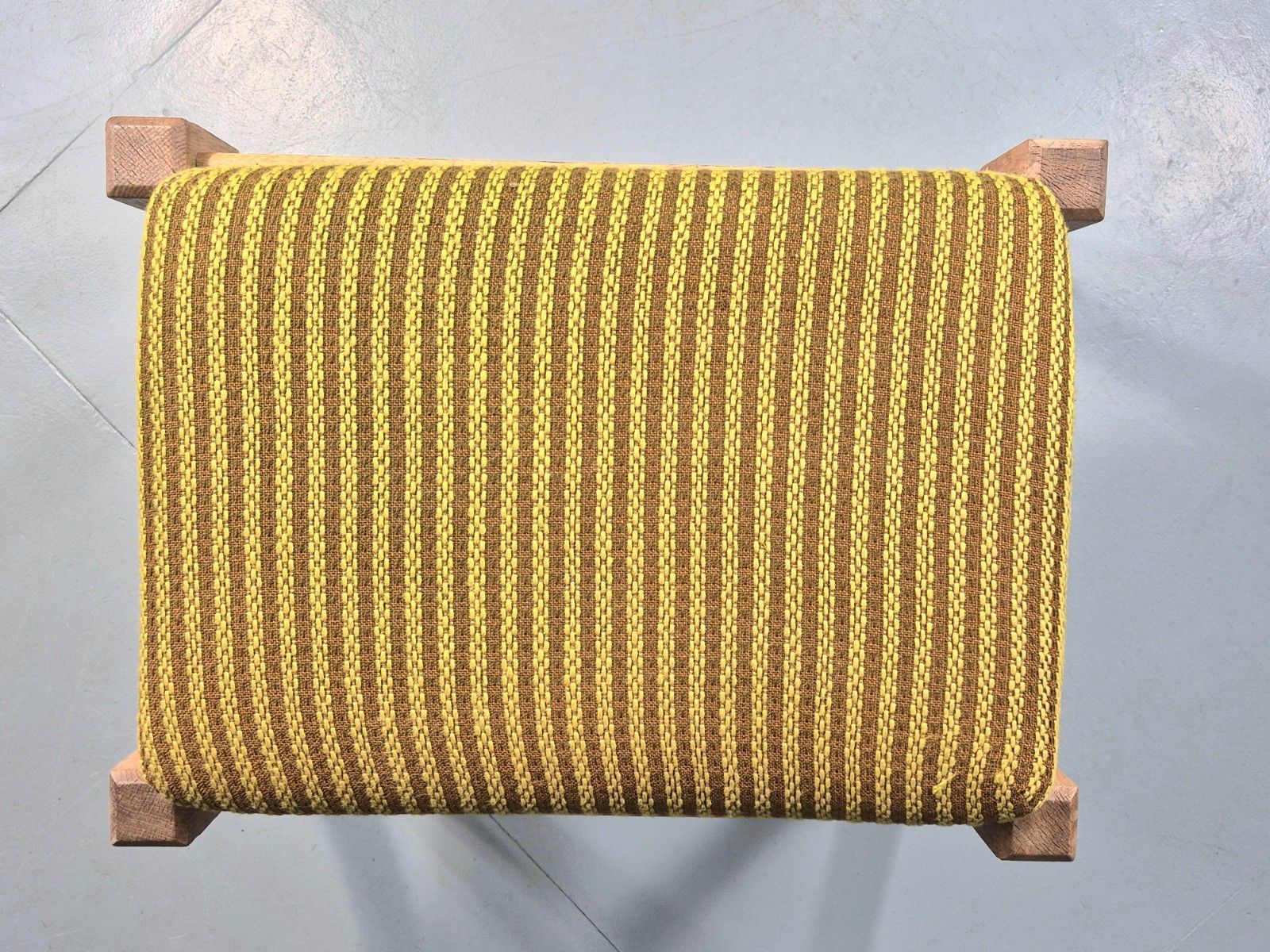 Vintage Kjaernulf Oak Footstool 1970s Danish Retro Green Brown Wool Eb12275 photo 70.0