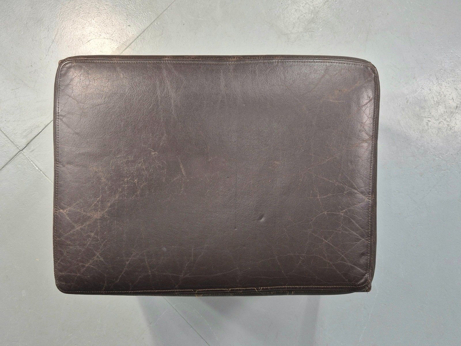 Vintage Mid Century Footstool Danish 1960s Retro Brown Leather Eb12225 photo Furniture