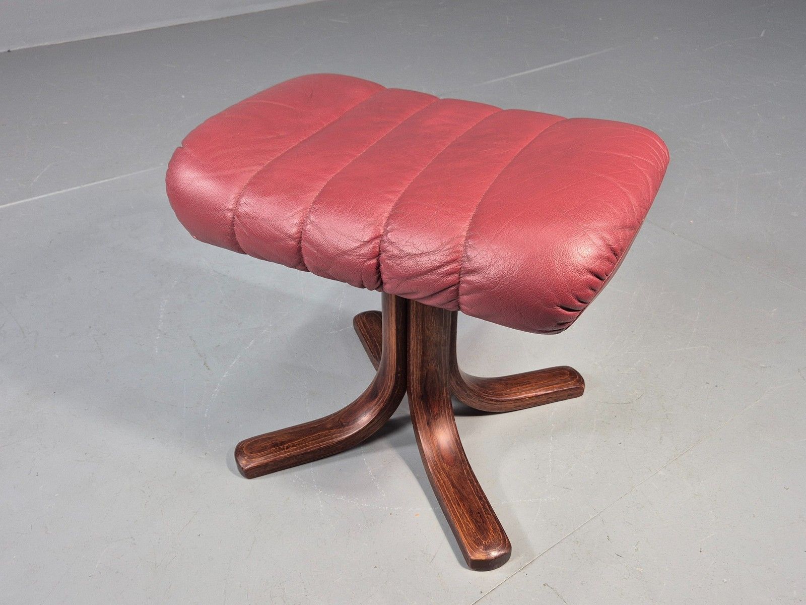 Vintage Danish Leather Footstool 1980s Retro Eb09060 photo 60.0