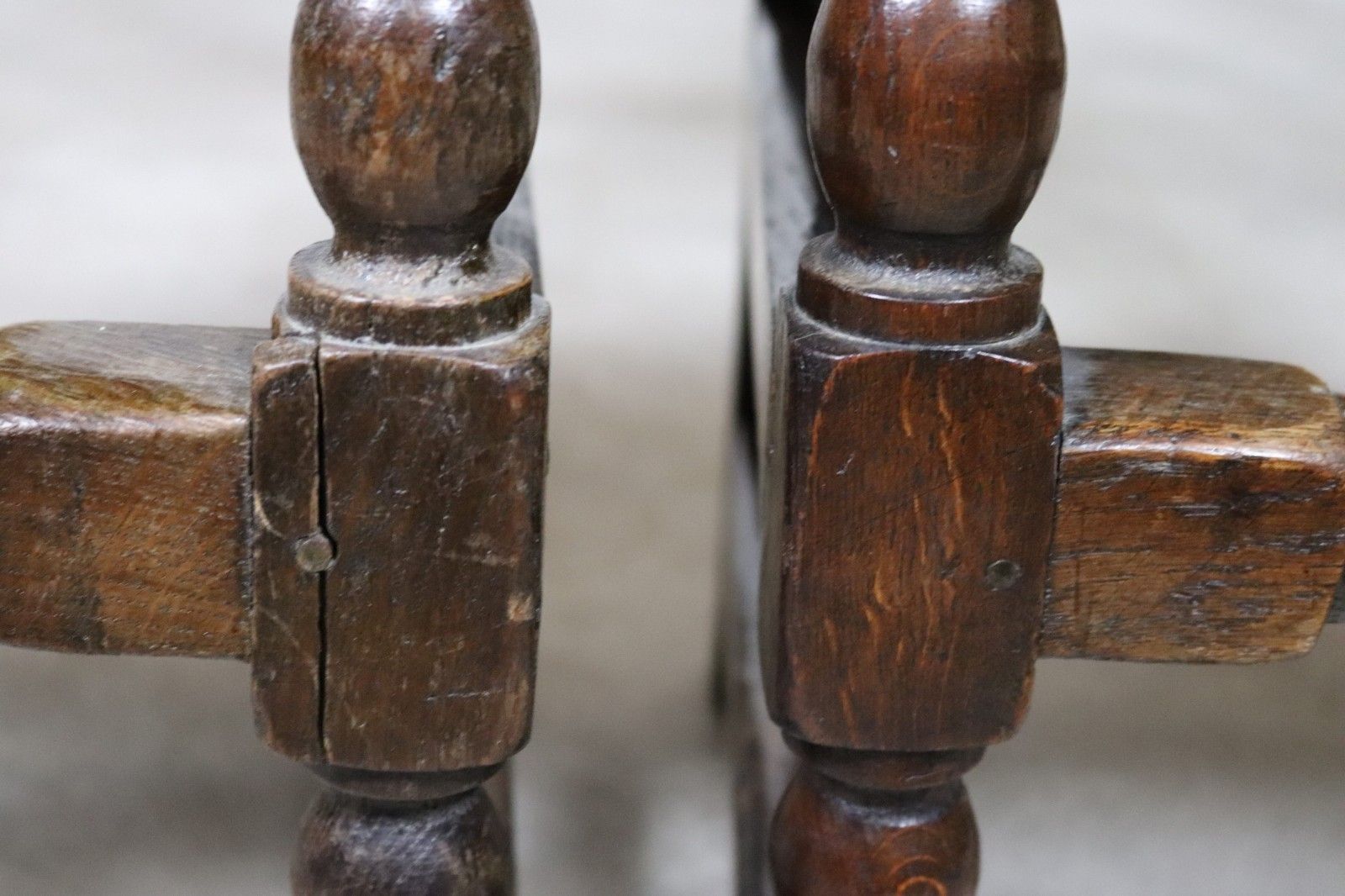 Furniture Set Of 6 Antique Cromwellian Style Oak And Leather Dining Chairs photo