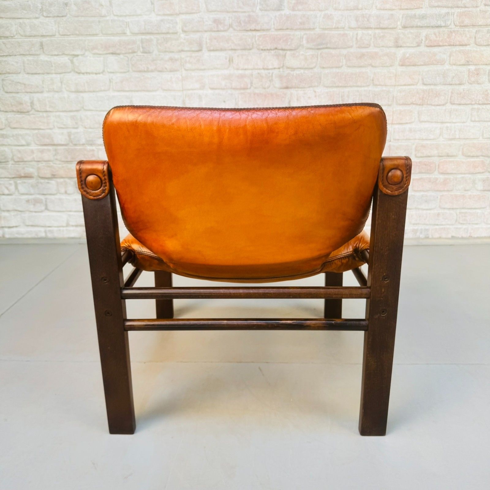 875.0 Vintage Danish Safari Chair | Hand Dyed Tan Leather | Solid Beech Frame photo