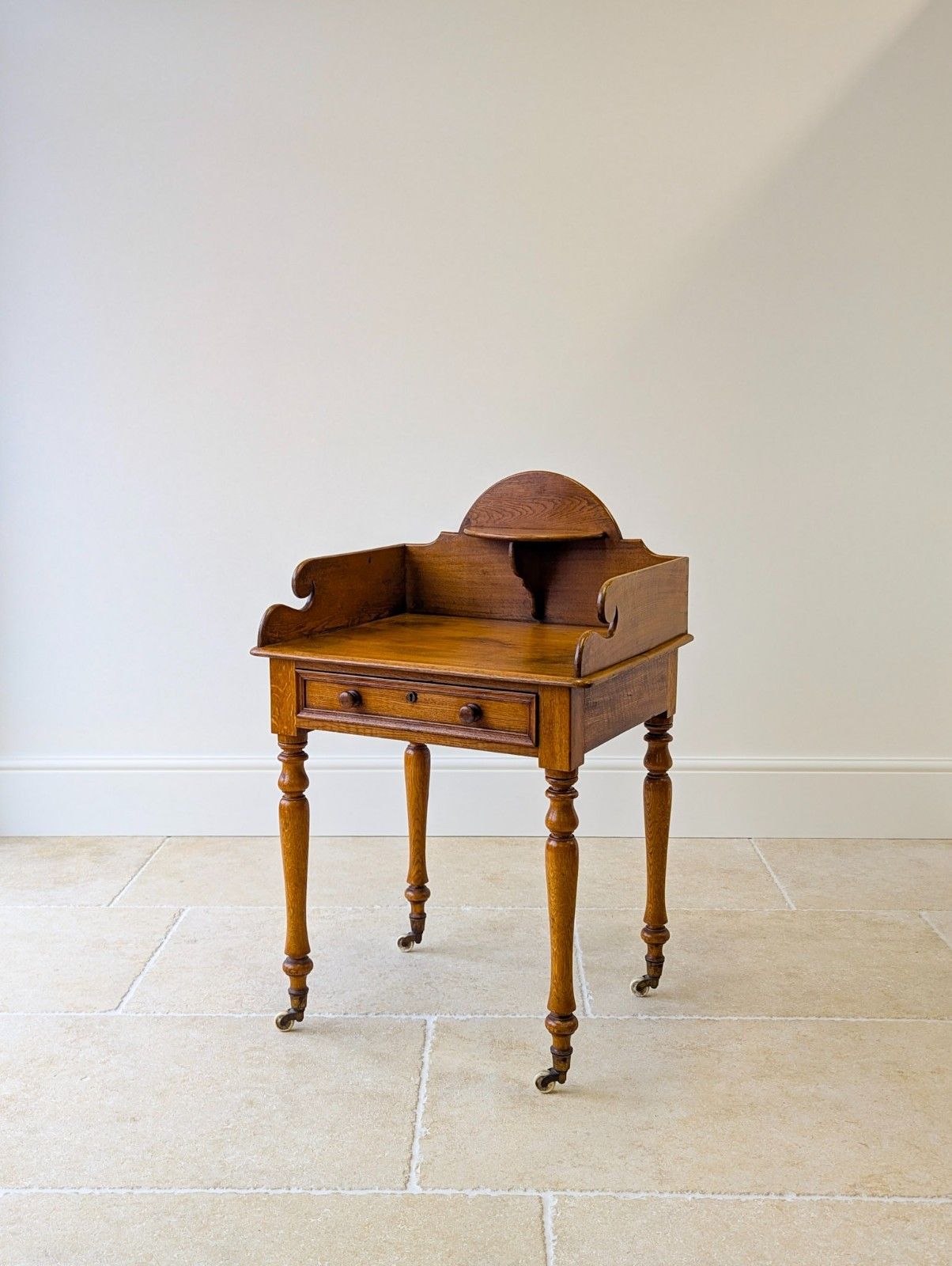 Furniture Antique Early Victorian Oak Country House Gallery Side Table C.1840 photo