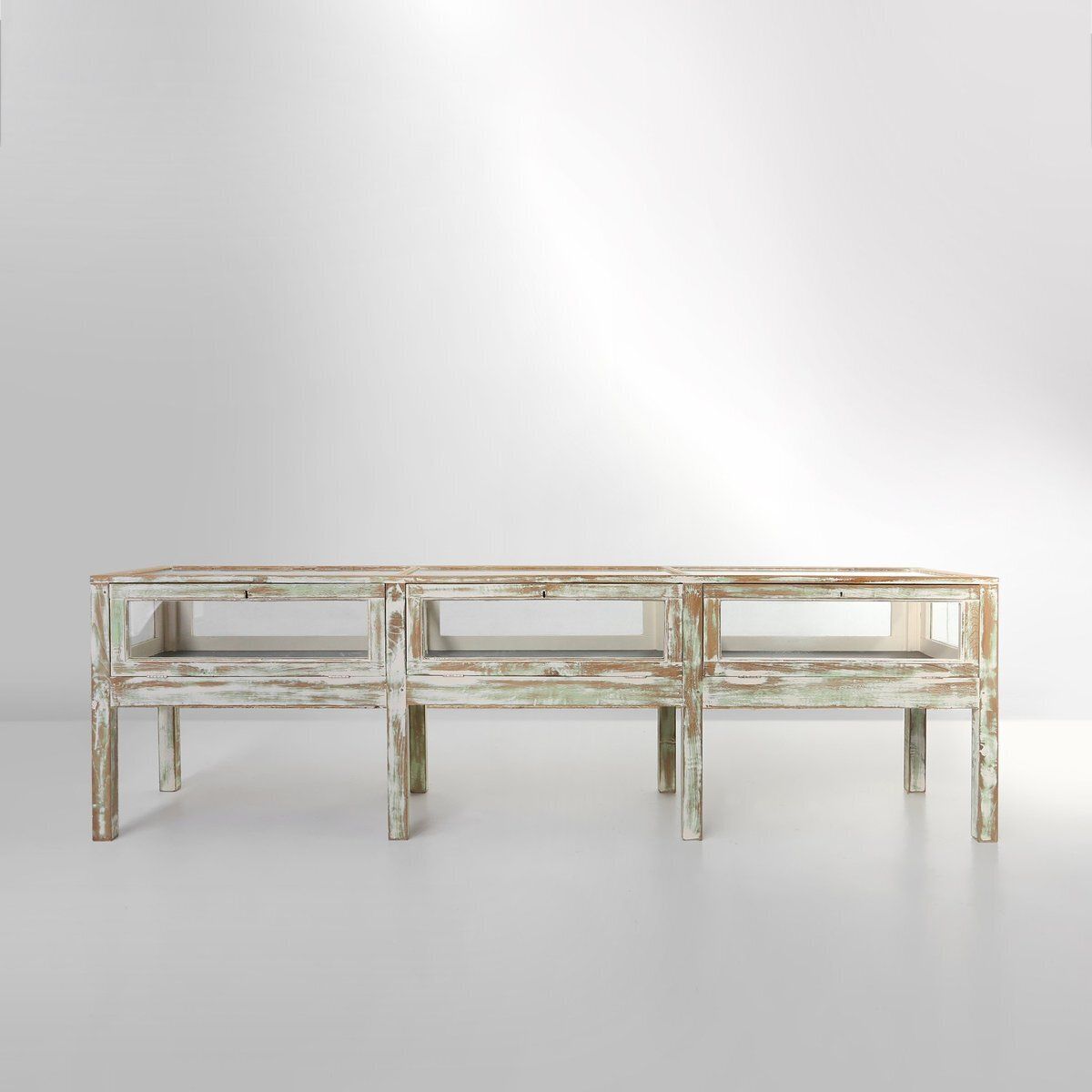 Large Antique Rustic Oak Display Case, 1890s