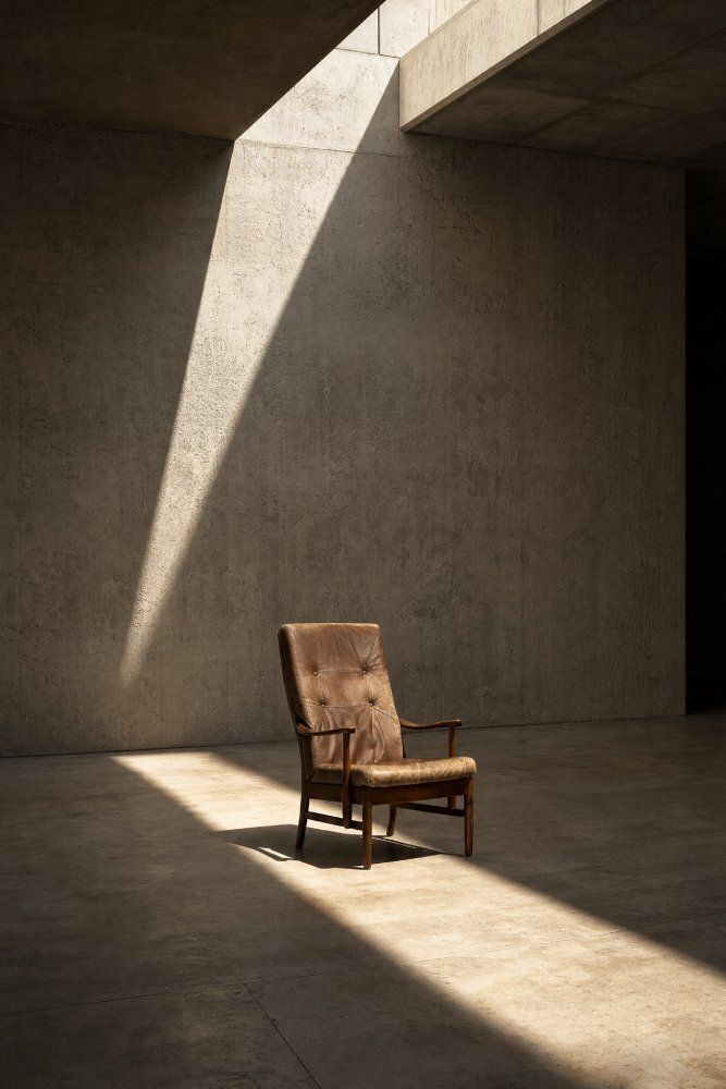 Vintage Danish High Chair In Beech And Brown Leather From Farstrup Møbler, 1970s photo vintage