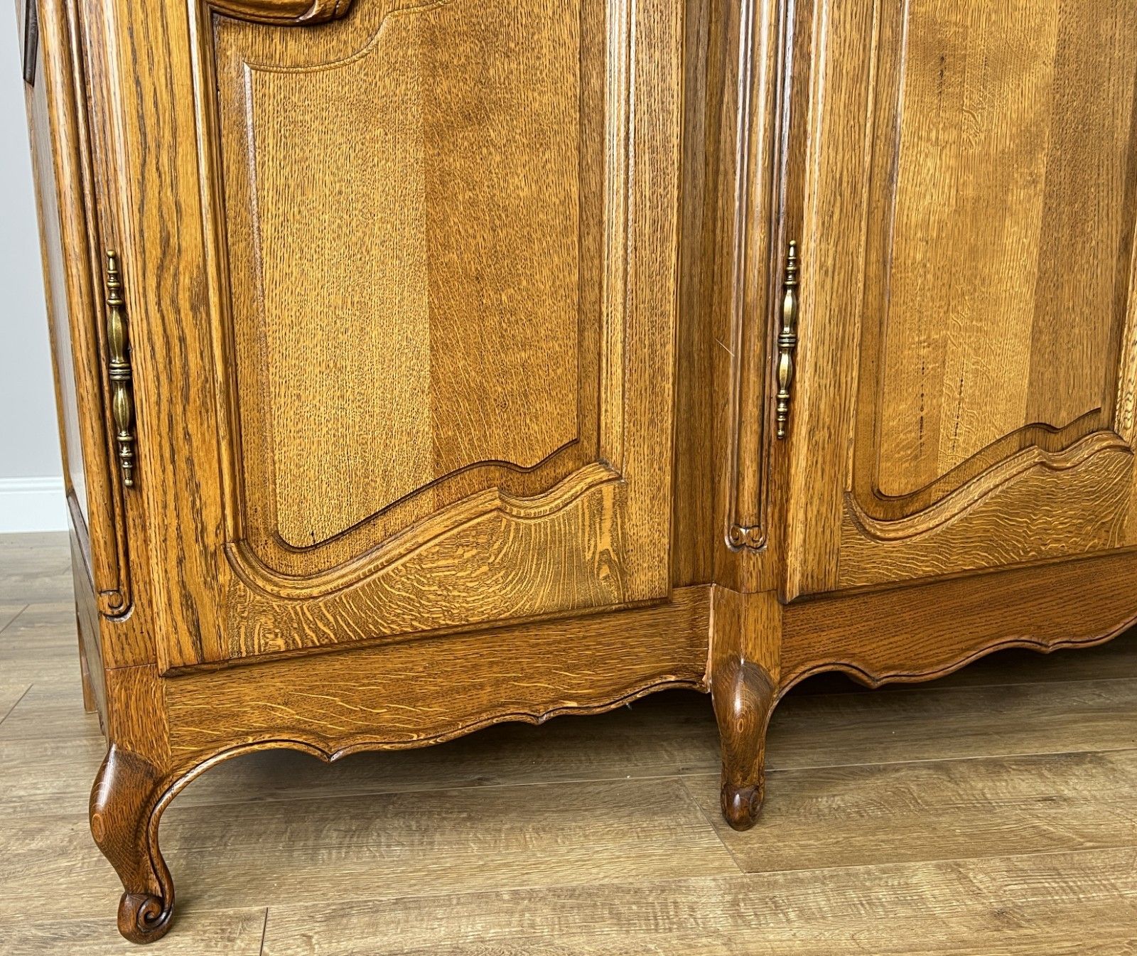 Wardrobe Vintage French Louis XVI Style Five Door Oak Carved Armoire Lot 6125 photo vintage