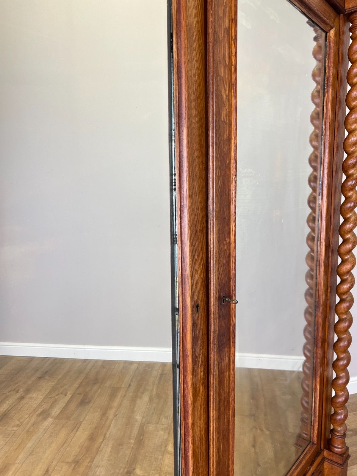 photo for sale Wardrobe Antique French Oak Two Door Mirrored Carved Armoire Cabinet Lot 6124