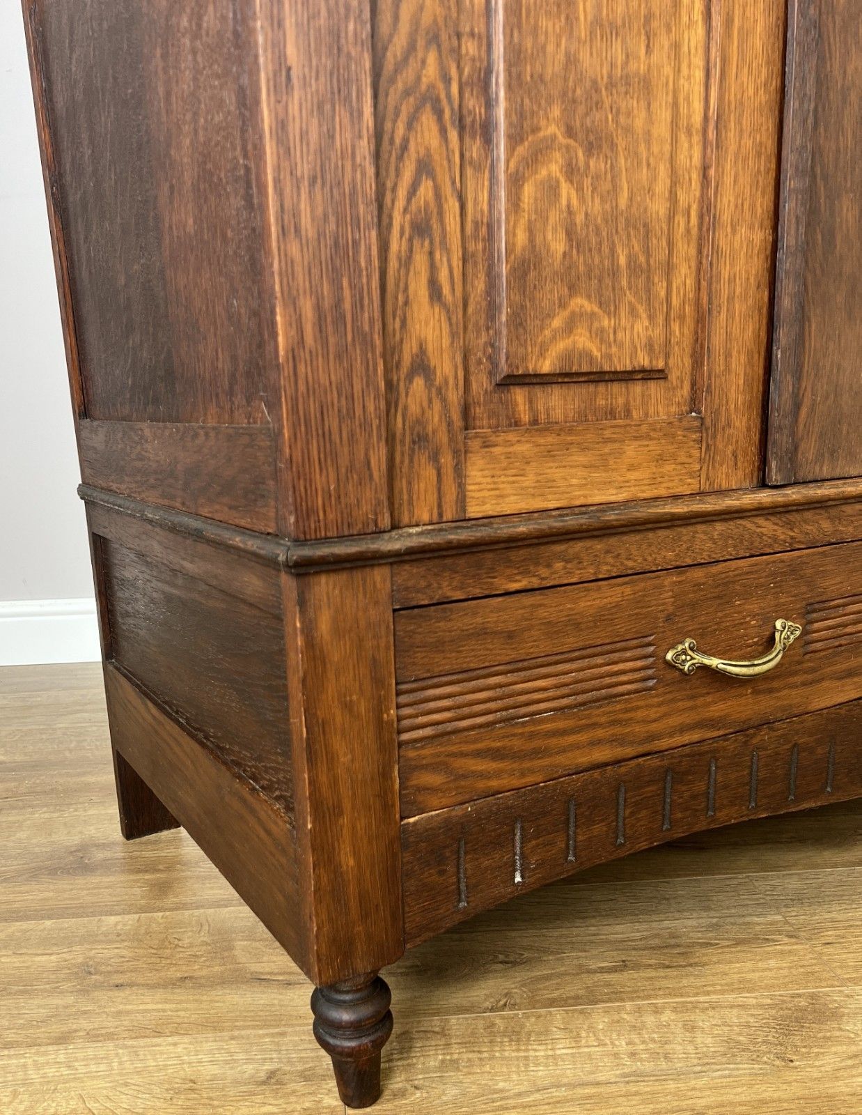 photo furniture Wardrobe Antique French Oak Two Door Mirrored Carved Armoire Cabinet Lot 6122