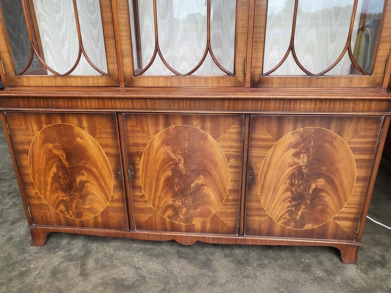 photo buy Antique Repro Large 3 Door Glazed Bookcase Cabinet Shelves