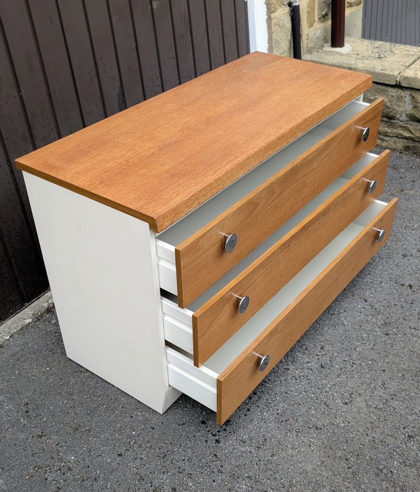 Danish Teak Chrome Chest Of Drawers Mid Century Vintage 50s 60s 70s Retro Scandi photo Furniture