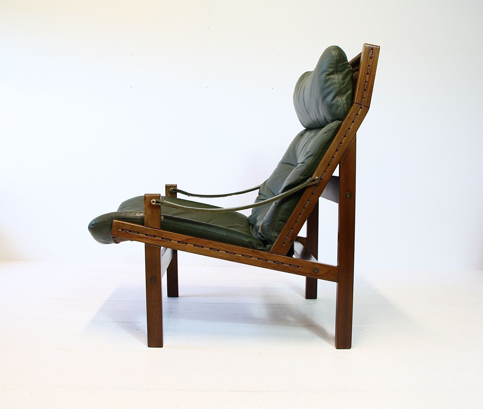 Torbjorn Afdal Hunter Safari Highback Leather Armchair Norwegian 1960s photo vinterior