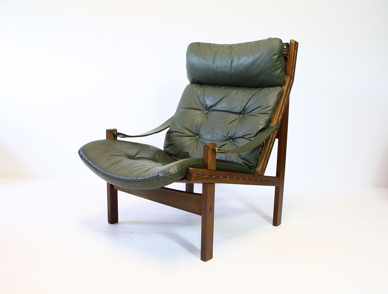 Torbjorn Afdal Hunter Safari Highback Leather Armchair Norwegian 1960s photo buy