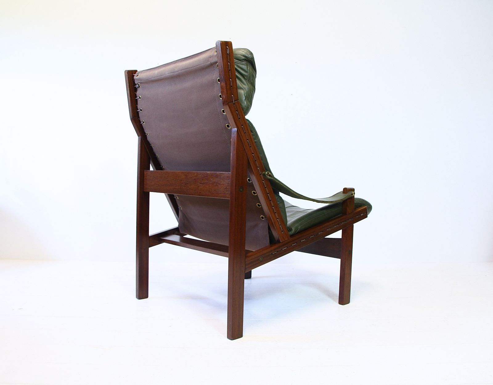 875.0 Torbjorn Afdal Hunter Safari Highback Leather Armchair Norwegian 1960s photo