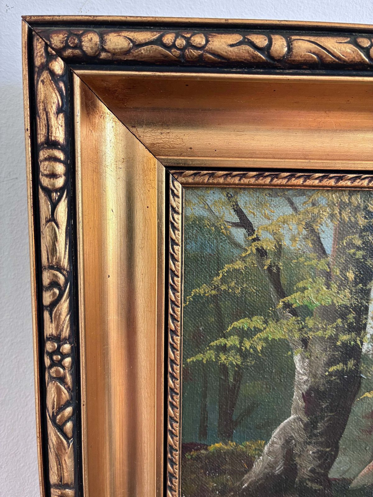 Vintage landschap – olieverfschilderij op doek, gesigneerd photo buy