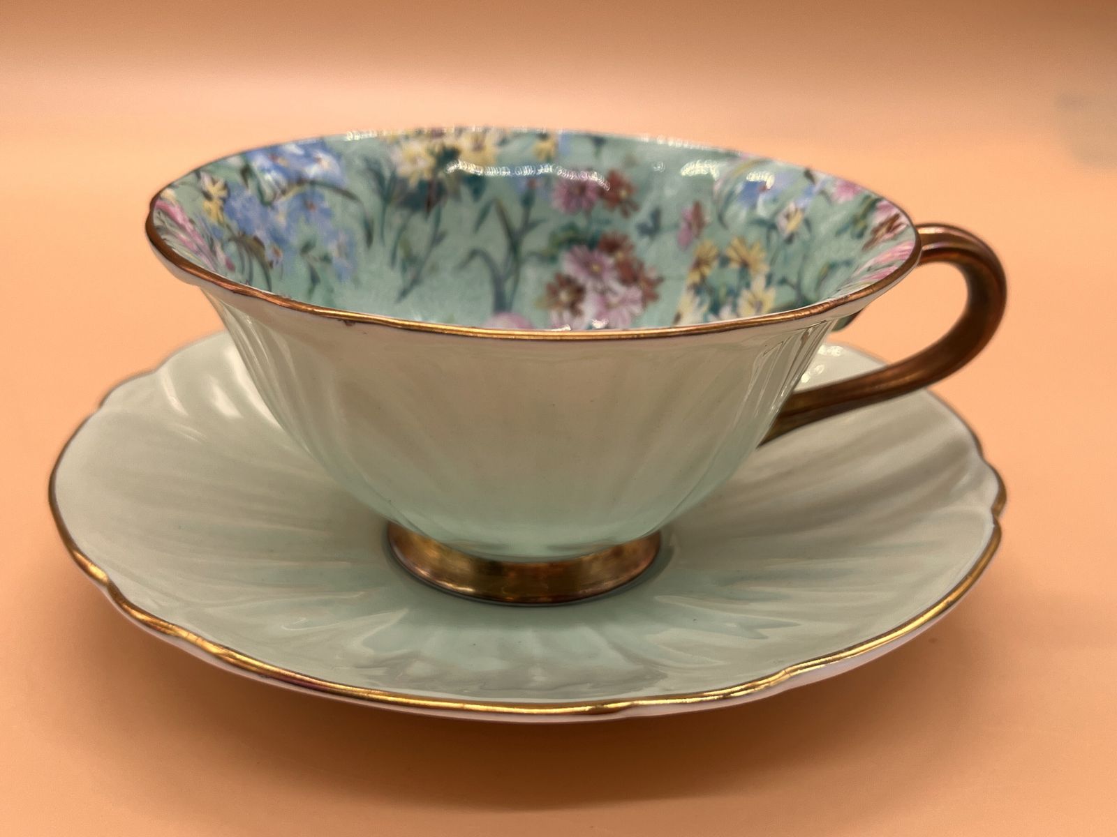 Vintage Shelley Melody Chintz Oleander Shape Tea Duo. Ca. 1945-66. 13412. photo buy