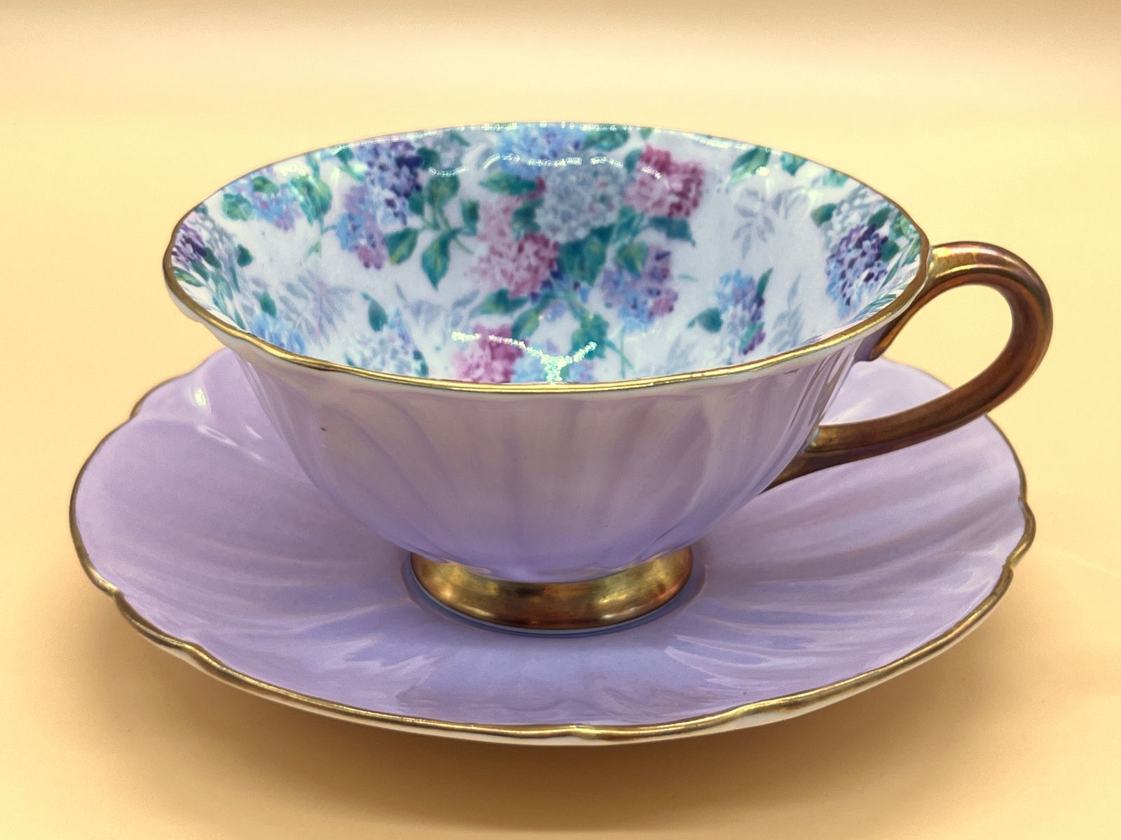 Home Decor Vintage Shelley Summer Glory Lilac Chintz Oleander Shape Tea Duo. C1945 66. 13418. photo