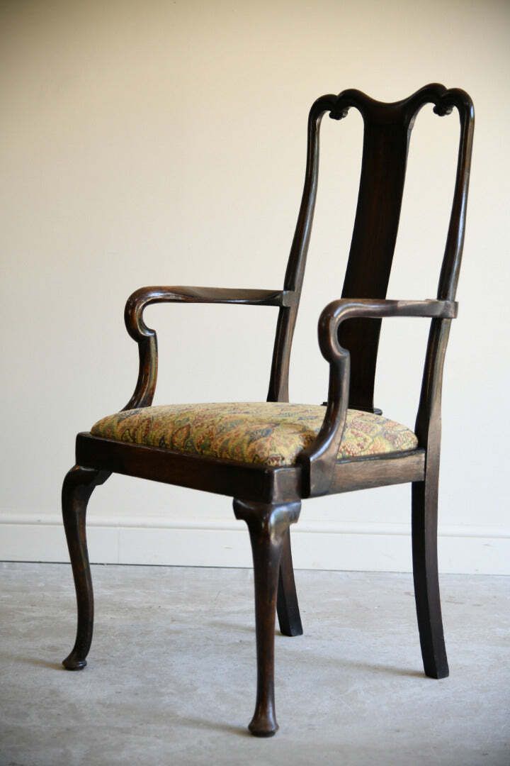 Georgian Style Oak Carver Chair photo vintage
