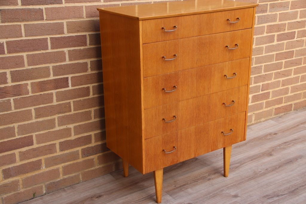 Mid Century Oak Chest Of Drawers photo Furniture