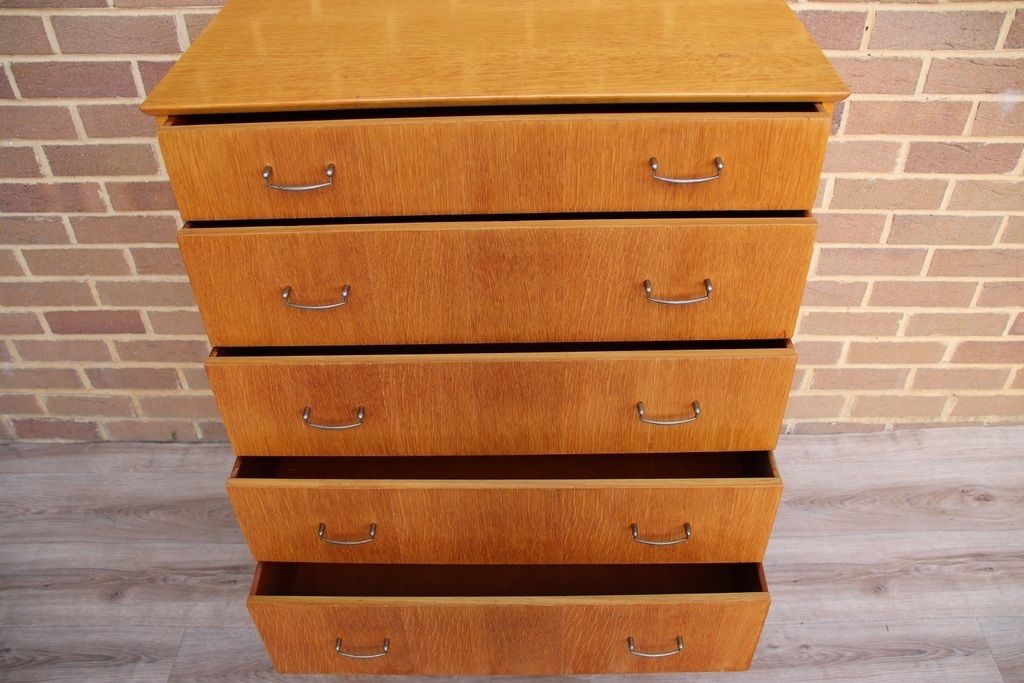 Furniture Mid Century Oak Chest Of Drawers photo