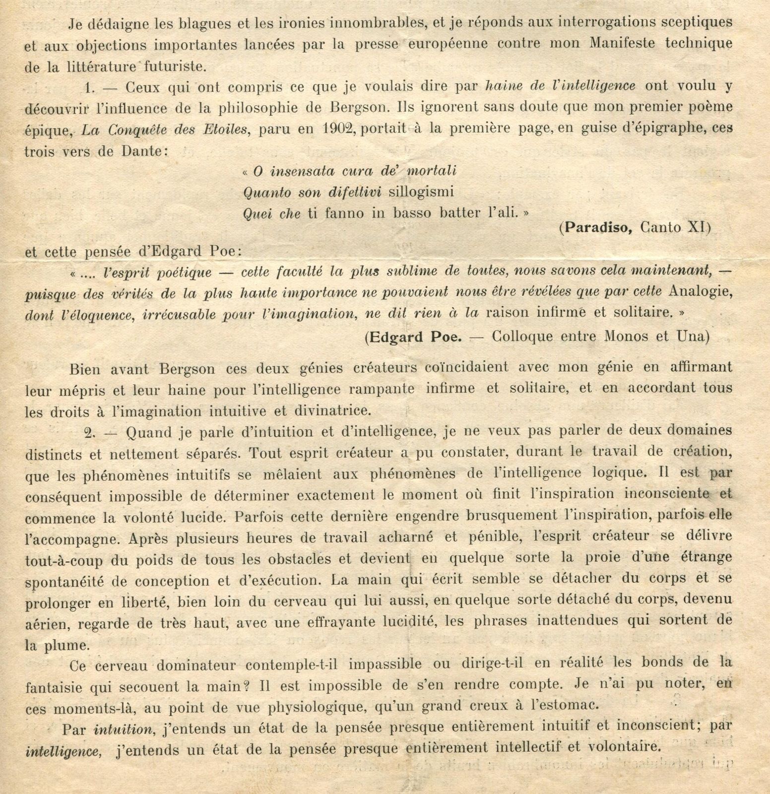 Supplément Au Manifeste Technique De La Littérature Futuriste Italy 1914 photo Art