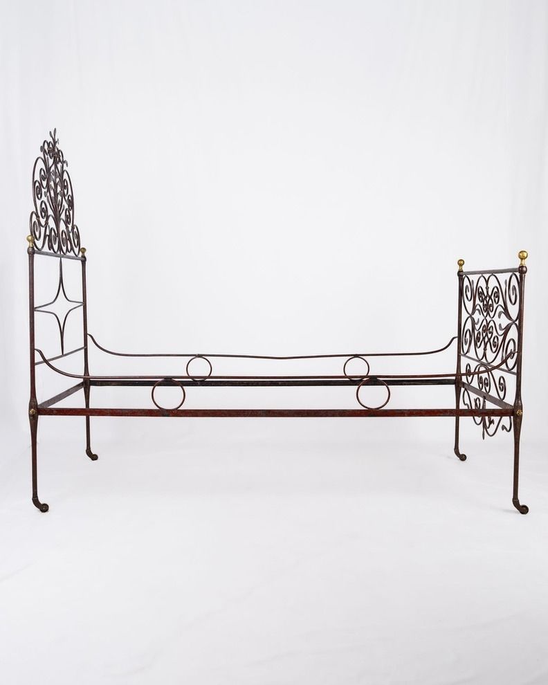Genoese Peacock Tail Bed In Painted Wrought Iron, Italy, Early 19th Century photo Furniture