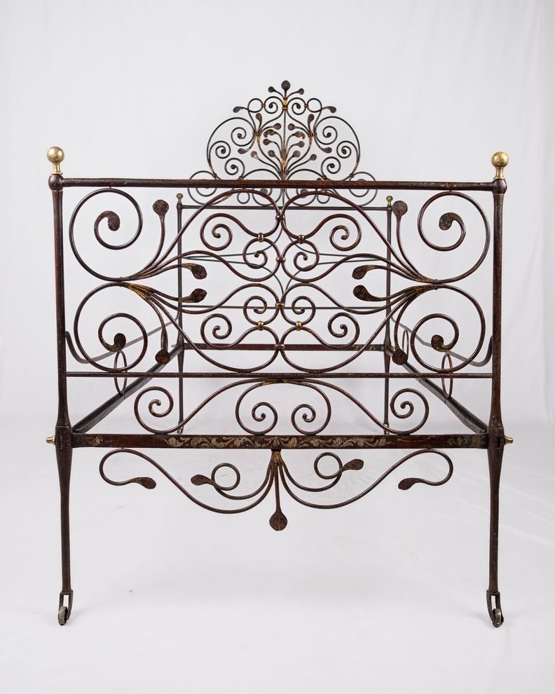Genoese Peacock Tail Bed In Painted Wrought Iron, Italy, Early 19th Century photo buy