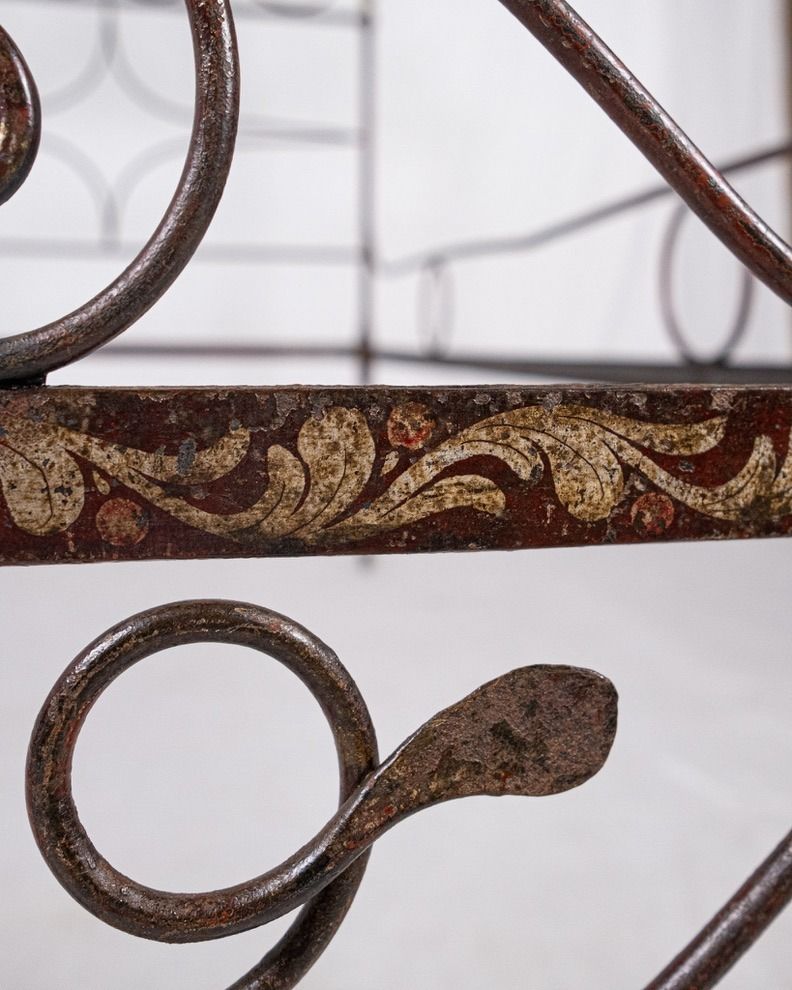 photo vinterior Genoese Peacock Tail Bed In Painted Wrought Iron, Italy, Early 19th Century