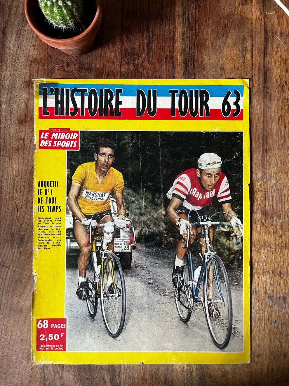 Vintage Tour De France Cycling Print C1966 Jacques Anquetil Frederico Bahamontes. photo furniture