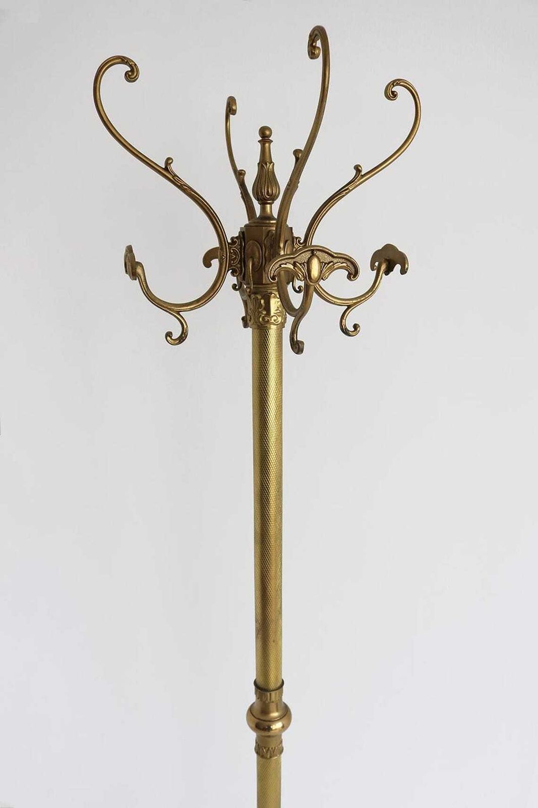 Ornate Italian Brass Coat Rack With Rotating Crown Hollywood Regency photo for sale