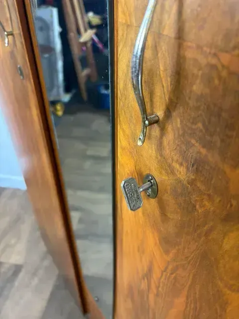 1950's Vintage Walnut Veneered Wardrobe photo Furniture