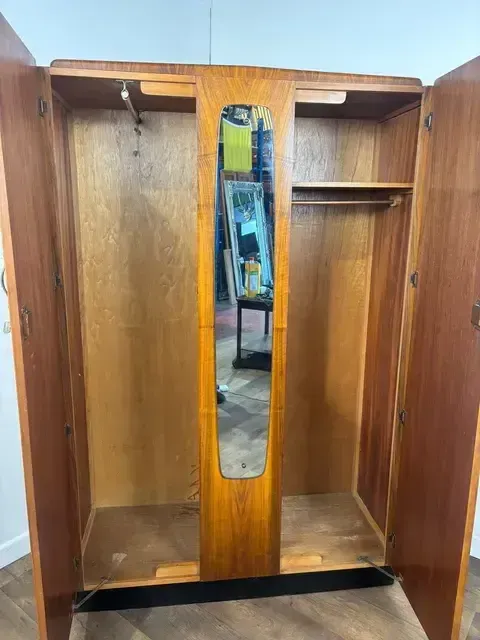 1950's Vintage Walnut Veneered Wardrobe photo 369.0
