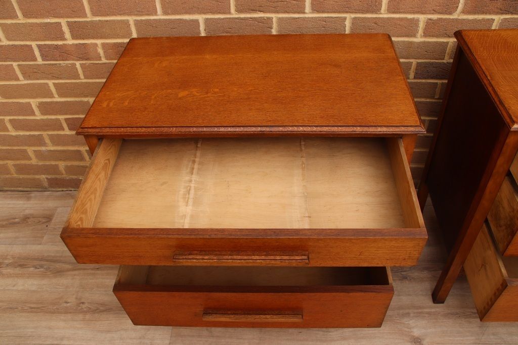 photo furniture Pair Of Vintage Oak Bedside Chests