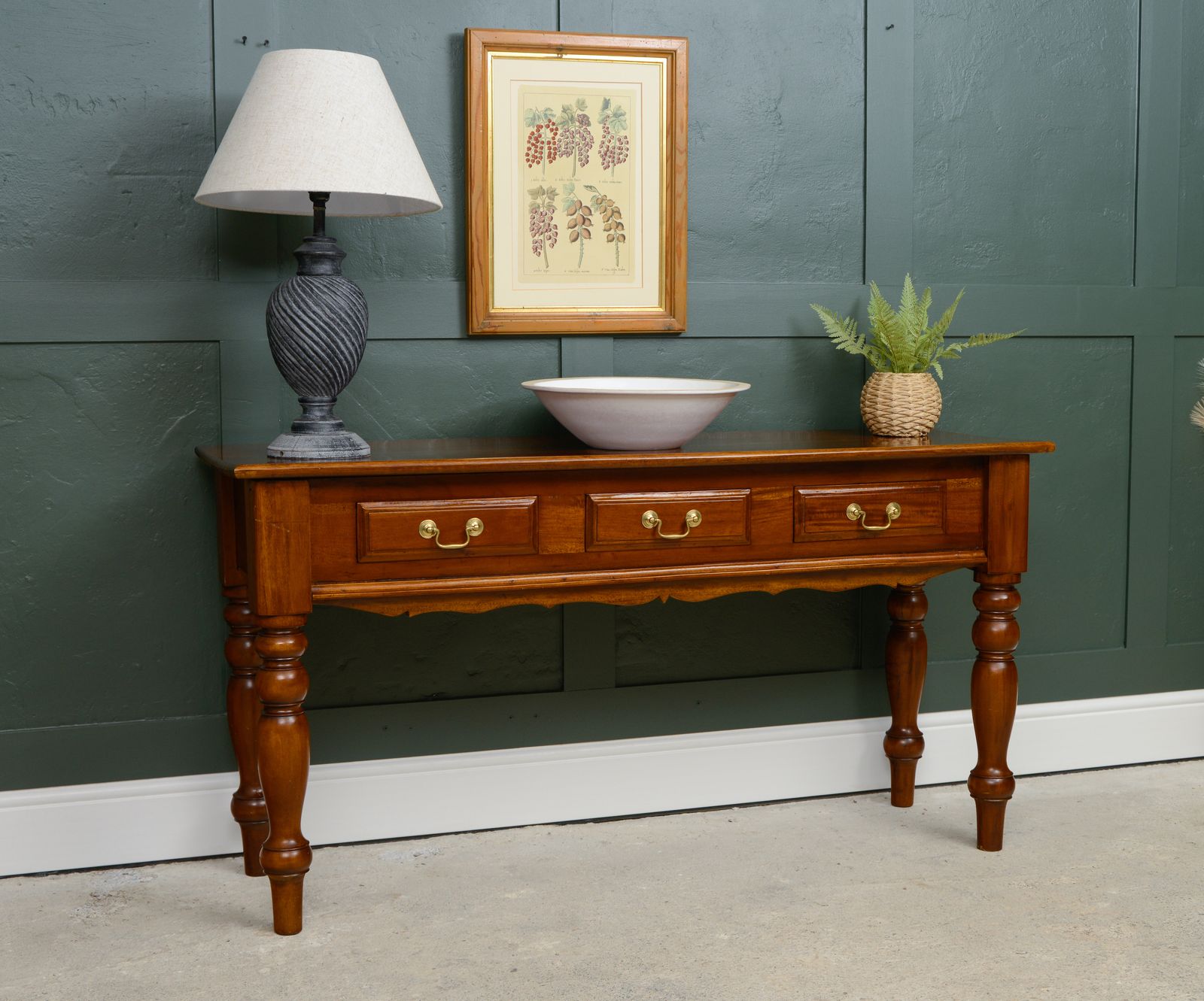 Antique Style Long Console  Hardwood Mahogany Finish