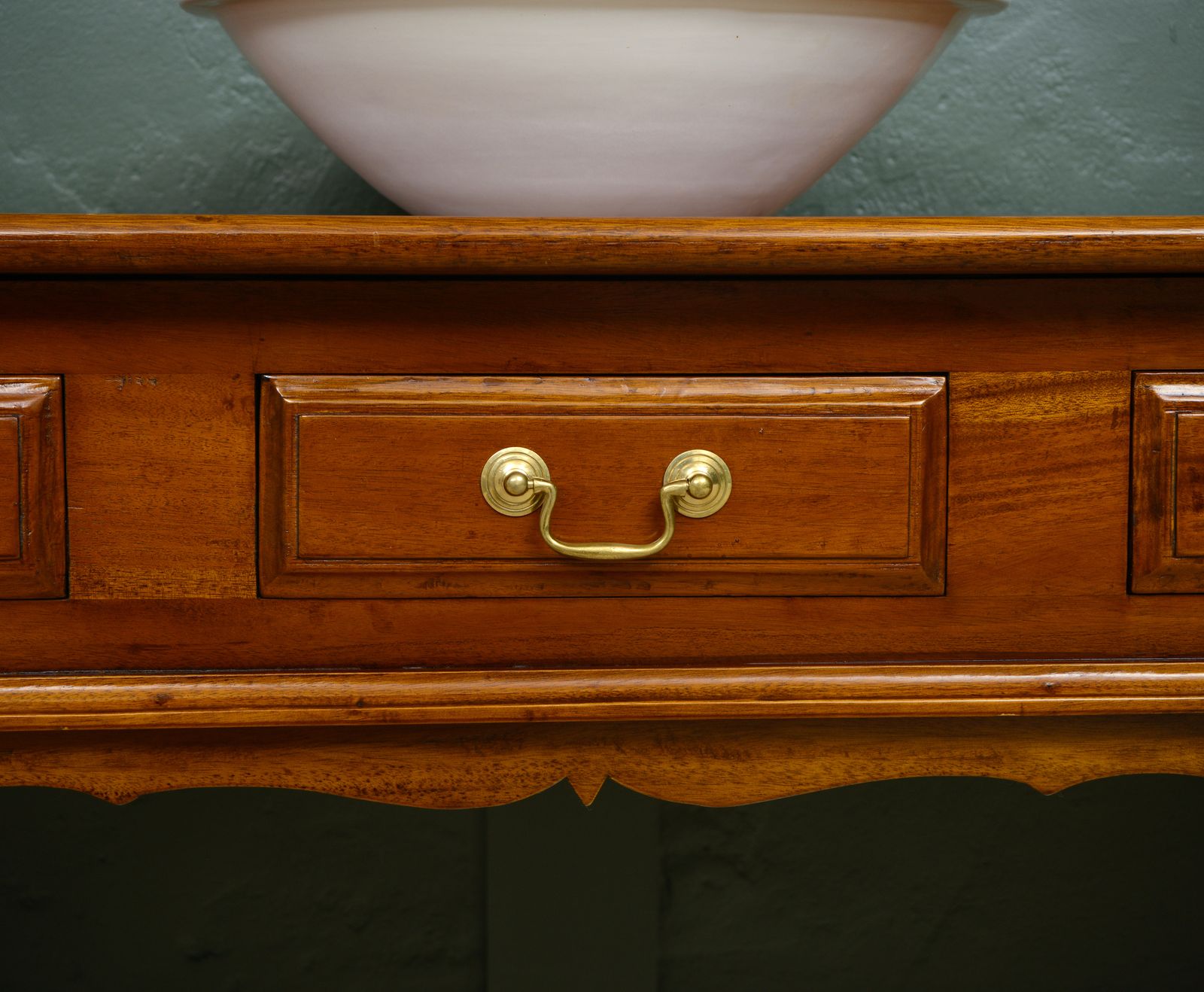 Antique Style Long Console  Hardwood Mahogany Finish photo Furniture
