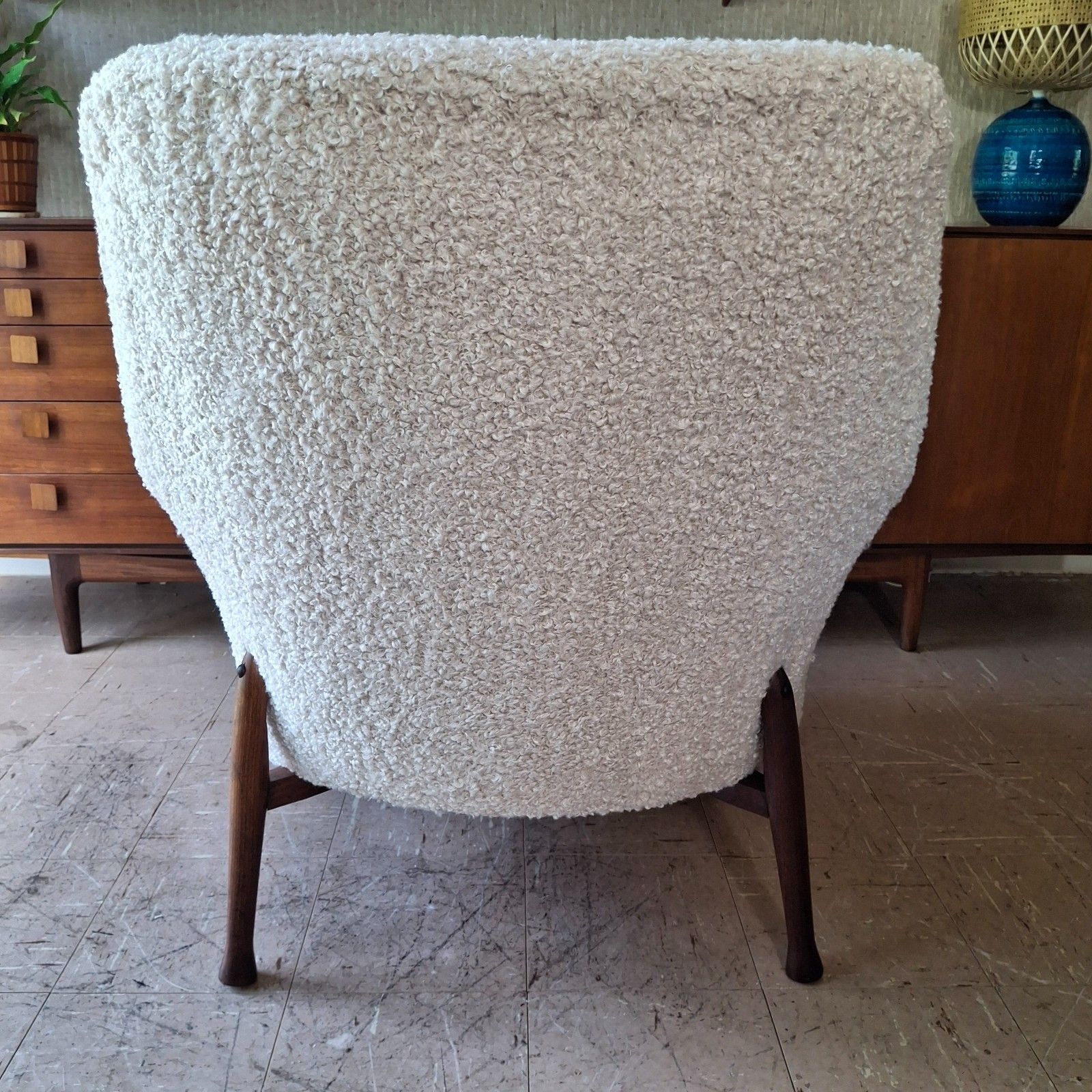 Furniture Fab Vintage Mcm 1960s Guy Rogers Frisco Bay Armchair Blush & Cafe Au Lait Boucle photo
